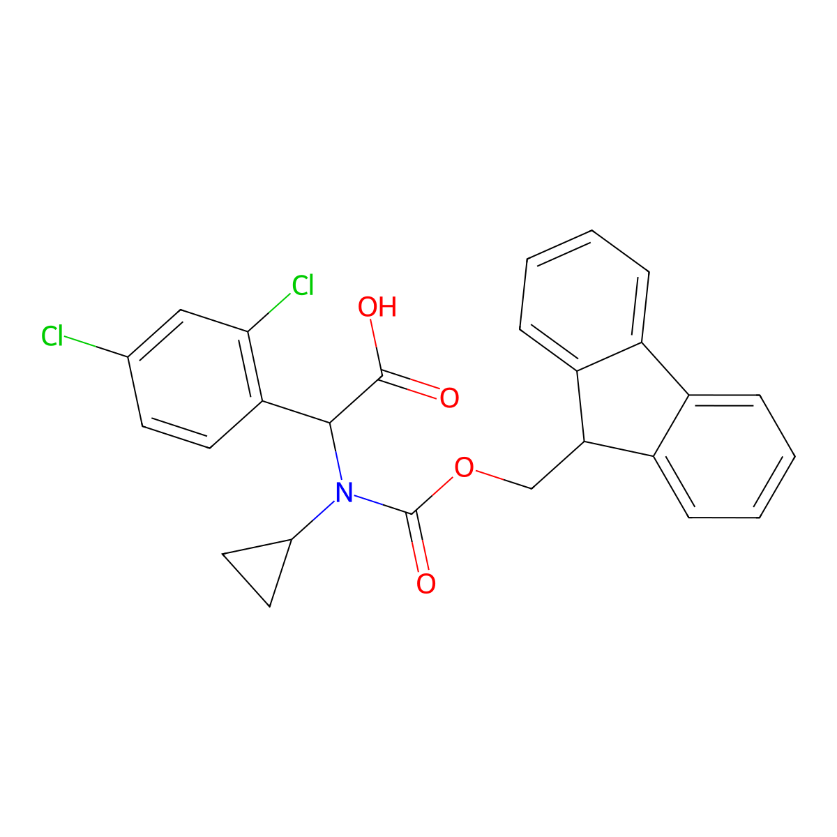 2-[cyclopropyl({[(9H-fluoren-9-yl)methoxy]carbonyl})amino]-2-(2,4-dichlorophenyl)acetic acid molecular structure, CAS 1690679-53-8