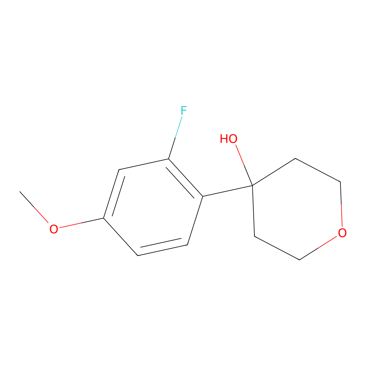 4-(2-fluoro-4-methoxyphenyl)tetrahydro-2H-pyran-4-ol molecular structure, CAS 1690689-25-8