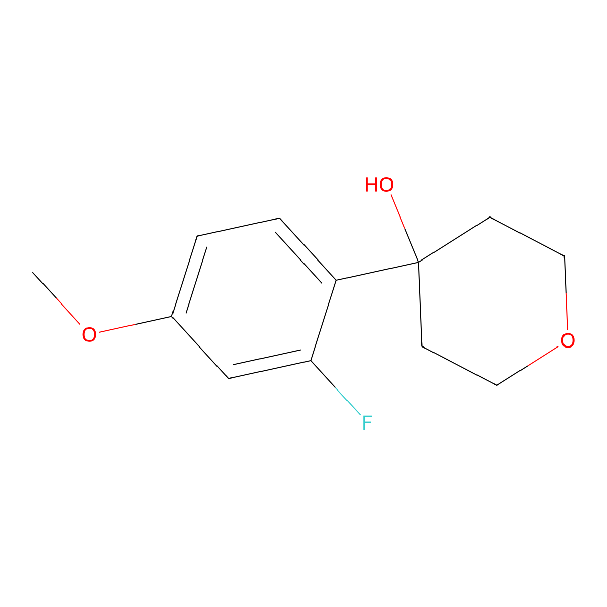 4-(2-fluoro-4-methoxyphenyl)tetrahydro-2H-pyran-4-ol molecular structure, CAS 1690689-25-8