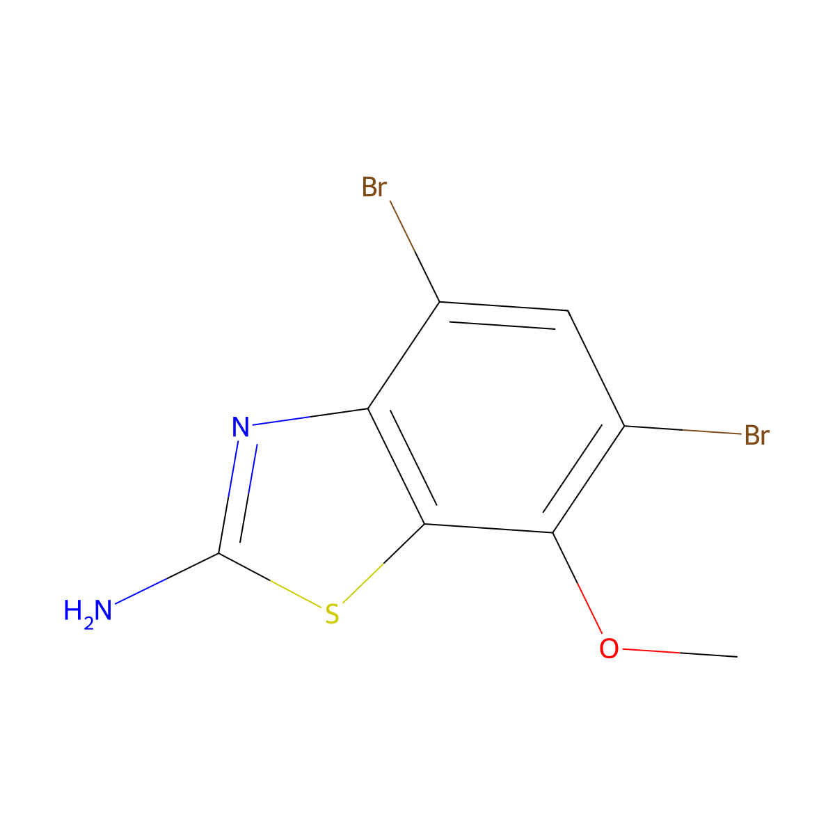 4,6-Dibromo-7-methoxy-1,3-benzothiazol-2-amine molecular structure, CAS 1690706-33-2