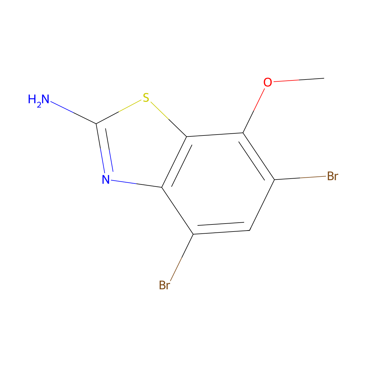 4,6-Dibromo-7-methoxy-1,3-benzothiazol-2-amine molecular structure, CAS 1690706-33-2