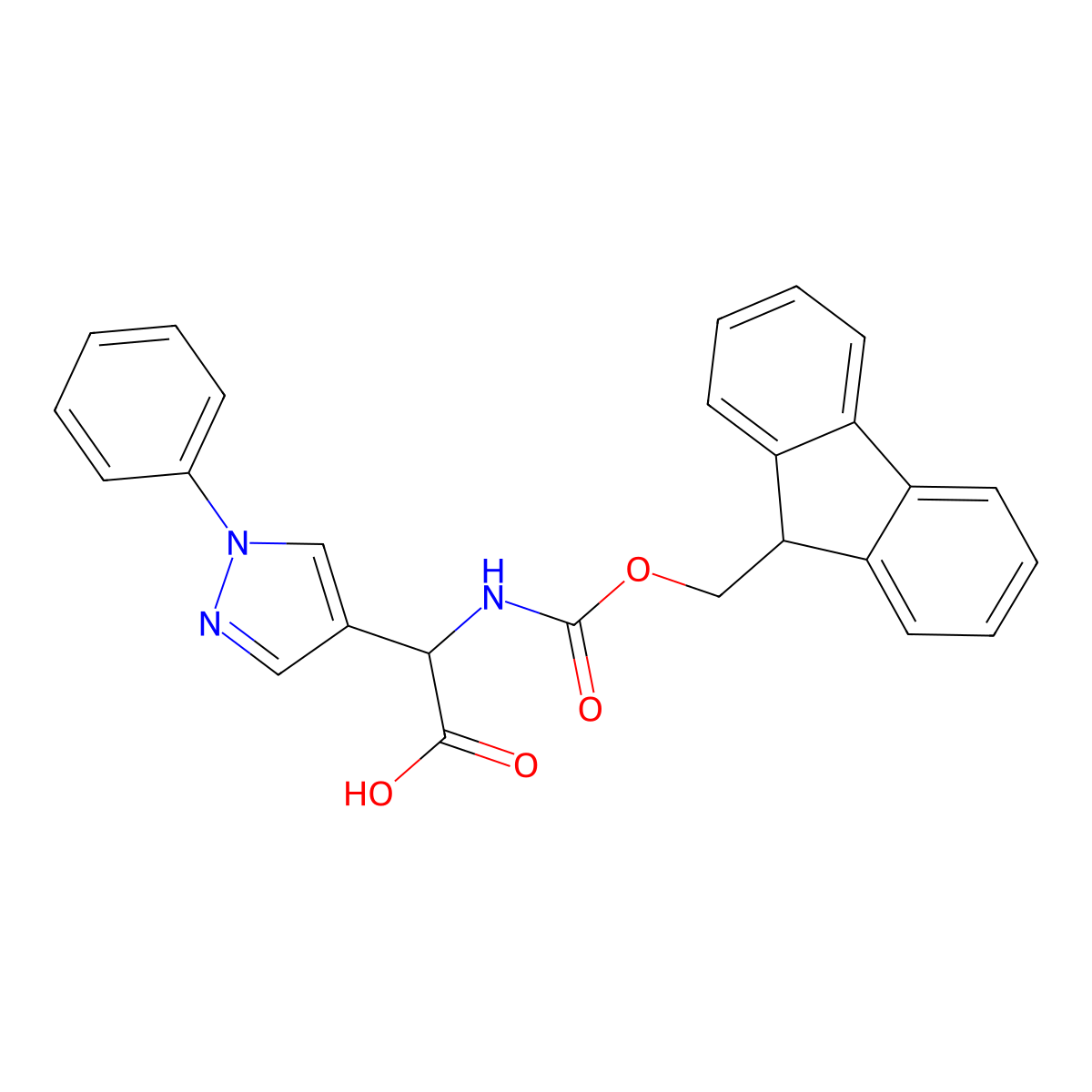 2-({[(9H-fluoren-9-yl)methoxy]carbonyl}amino)-2-(1-phenyl-1H-pyrazol-4-yl)acetic acid molecular structure, CAS 1690716-96-1