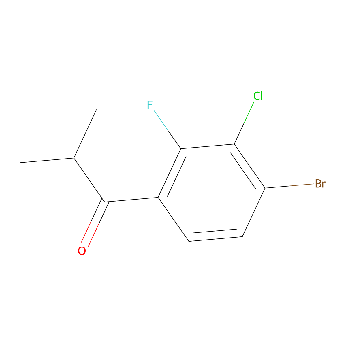1-(4-Bromo-3-chloro-2-fluorophenyl)-2-methylpropan-1-one molecular structure, CAS 1690735-74-0
