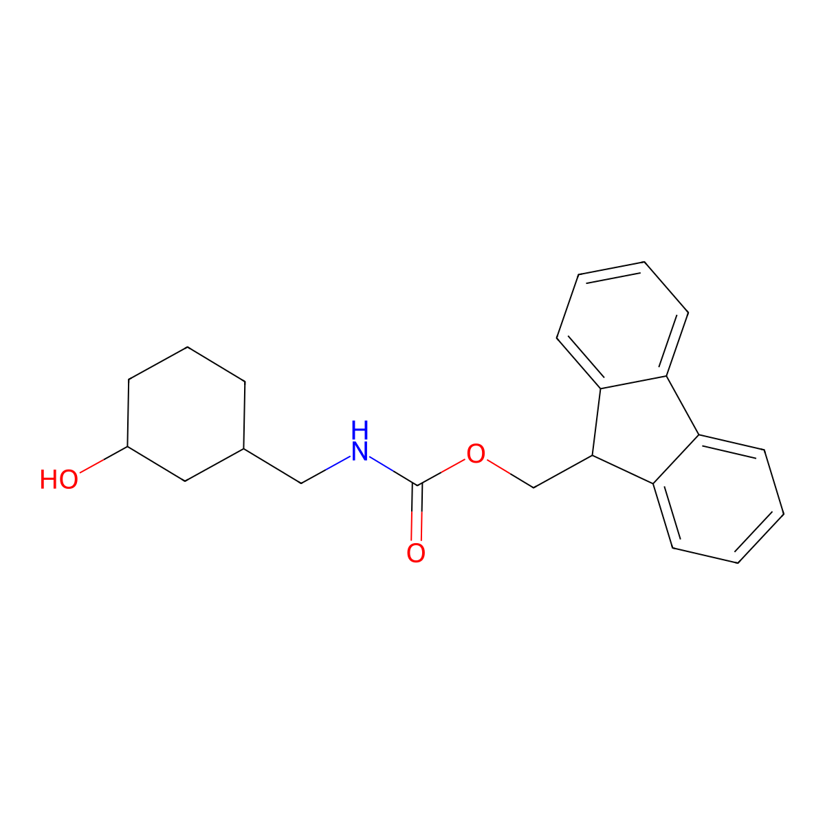 (9H-fluoren-9-yl)methyl N-[(3-hydroxycyclohexyl)methyl]carbamate molecular structure, CAS 1690746-66-7