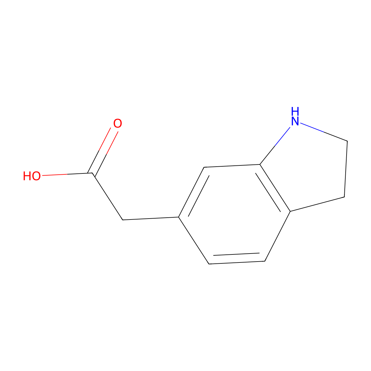 2-(2,3-dihydro-1H-indol-6-yl)acetic acid molecular structure, CAS 1690754-39-2