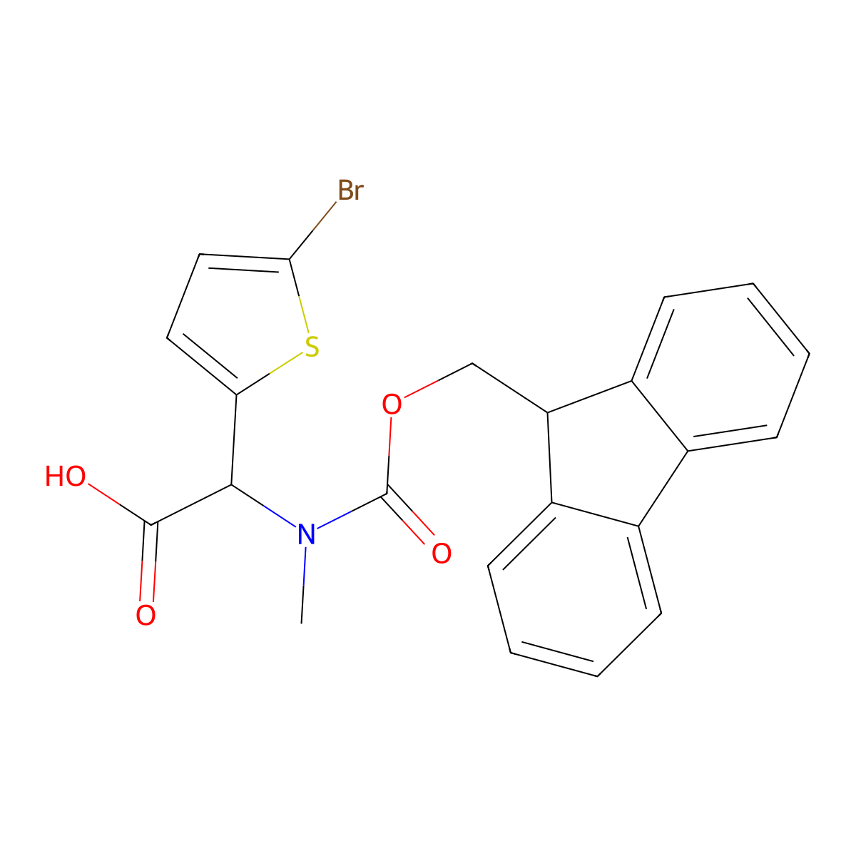 2-(5-bromothiophen-2-yl)-2-({[(9H-fluoren-9-yl)methoxy]carbonyl}(methyl)amino)acetic acid molecular structure, CAS 1690770-05-8