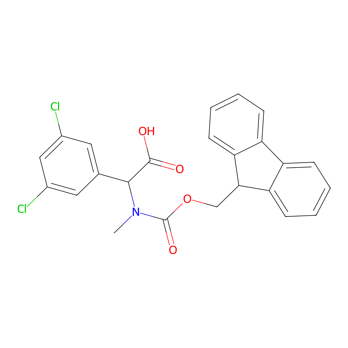 2-(3,5-dichlorophenyl)-2-({[(9H-fluoren-9-yl)methoxy]carbonyl}(methyl)amino)acetic acid molecular structure, CAS 1690776-70-5
