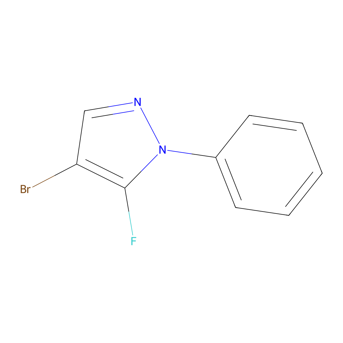 4-bromo-5-fluoro-1-phenyl-1H-pyrazole molecular structure, CAS 1690786-74-3