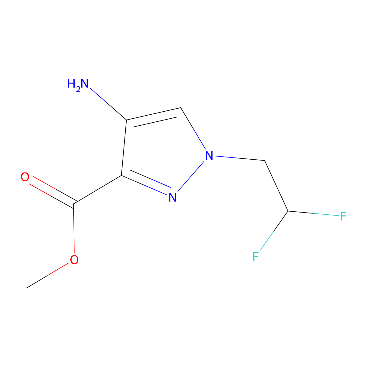 methyl 4-amino-1-(2,2-difluoroethyl)-1H-pyrazole-3-carboxylate molecular structure, CAS 1690787-82-6
