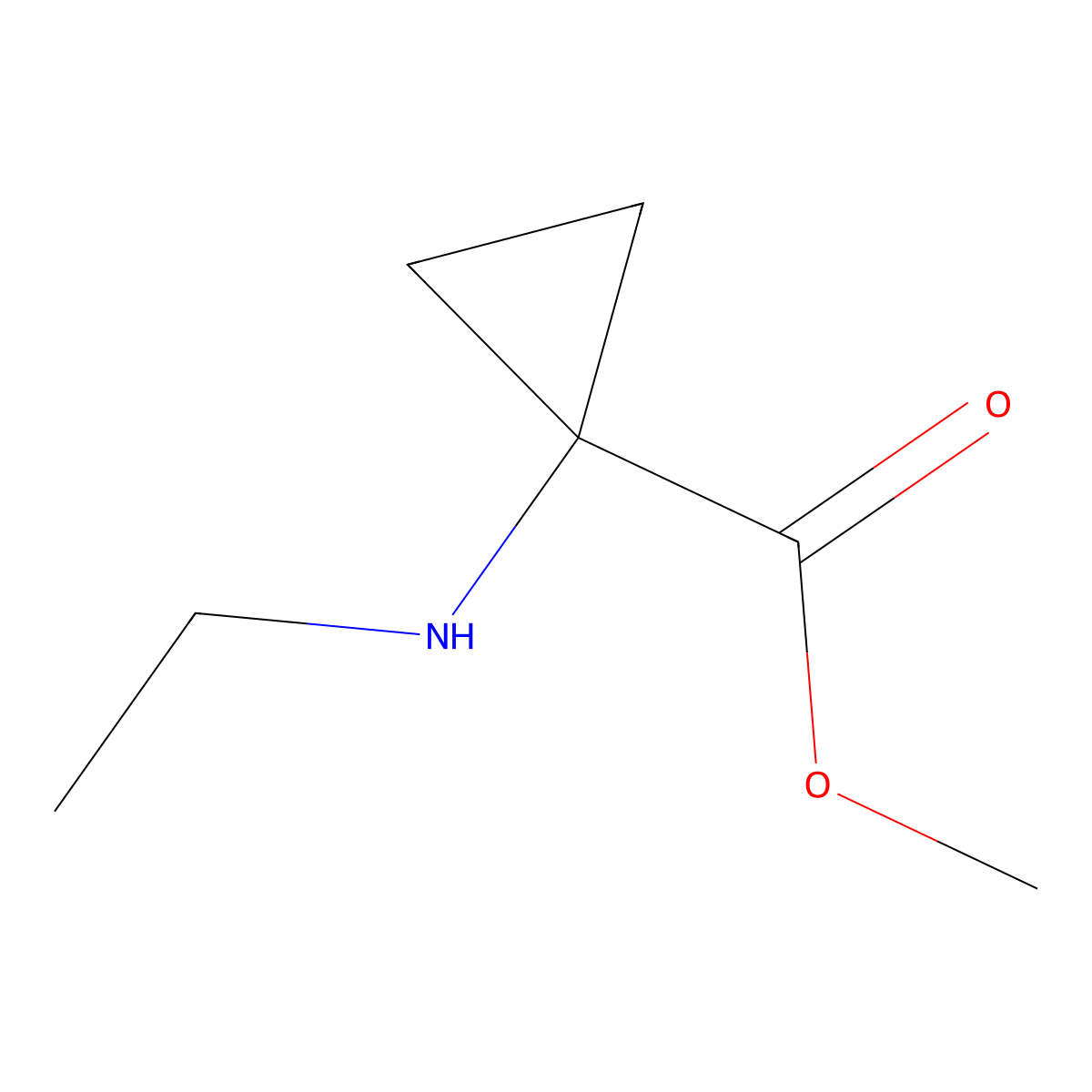Methyl 1-(ethylamino)cyclopropane-1-carboxylate molecular structure, CAS 1690795-72-2