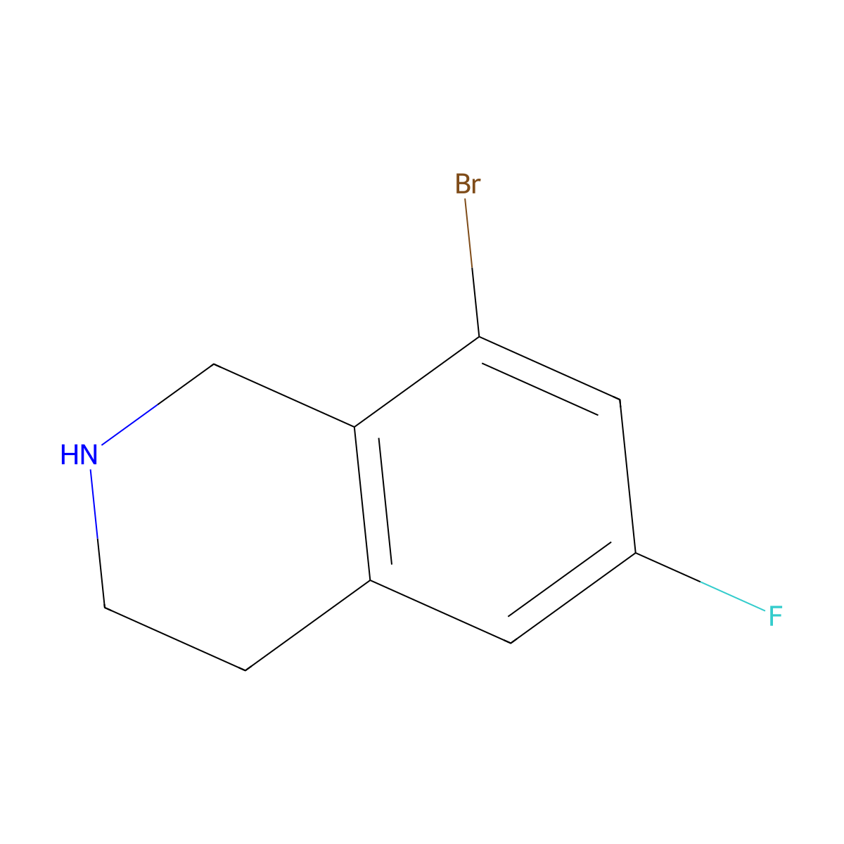 8-Bromo-6-fluoro-1,2,3,4-tetrahydroisoquinoline molecular structure, CAS 1690812-16-8