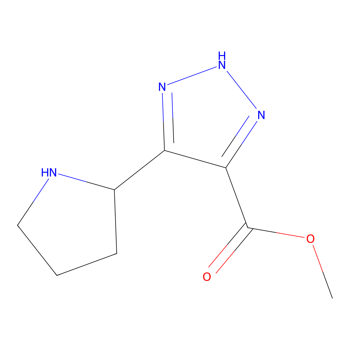 Methyl 5-(pyrrolidin-2-yl)-1H-1,2,3-triazole-4-carboxylate molecular structure, CAS 1690823-62-1