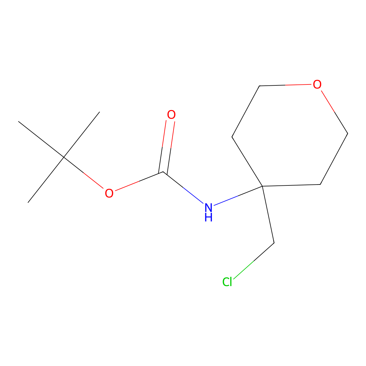 tert-butyl N-(4-(chloromethyl)oxan-4-yl)carbamate molecular structure, CAS 1690823-96-1