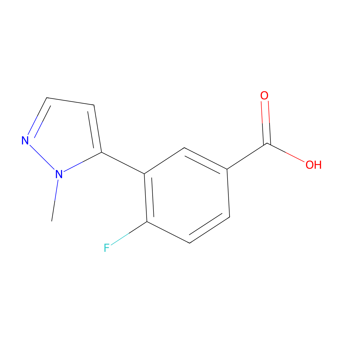 4-fluoro-3-(1-methyl-1H-pyrazol-5-yl)benzoic acid molecular structure, CAS 1690851-22-9