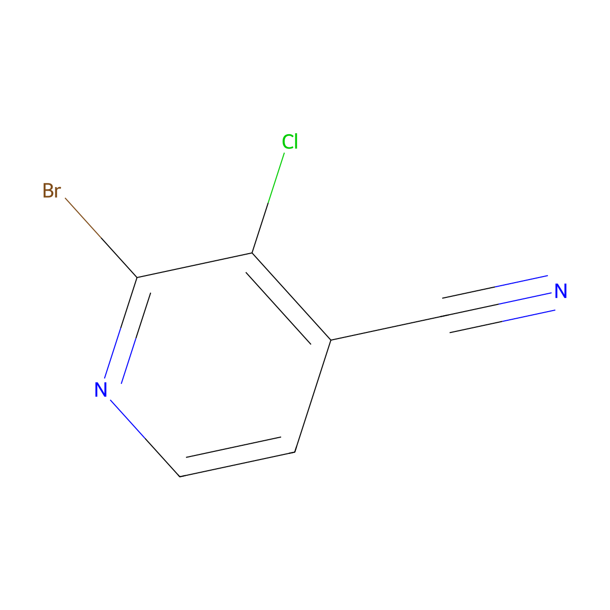 2-Bromo-3-chloropyridine-4-carbonitrile molecular structure, CAS 1690856-87-1