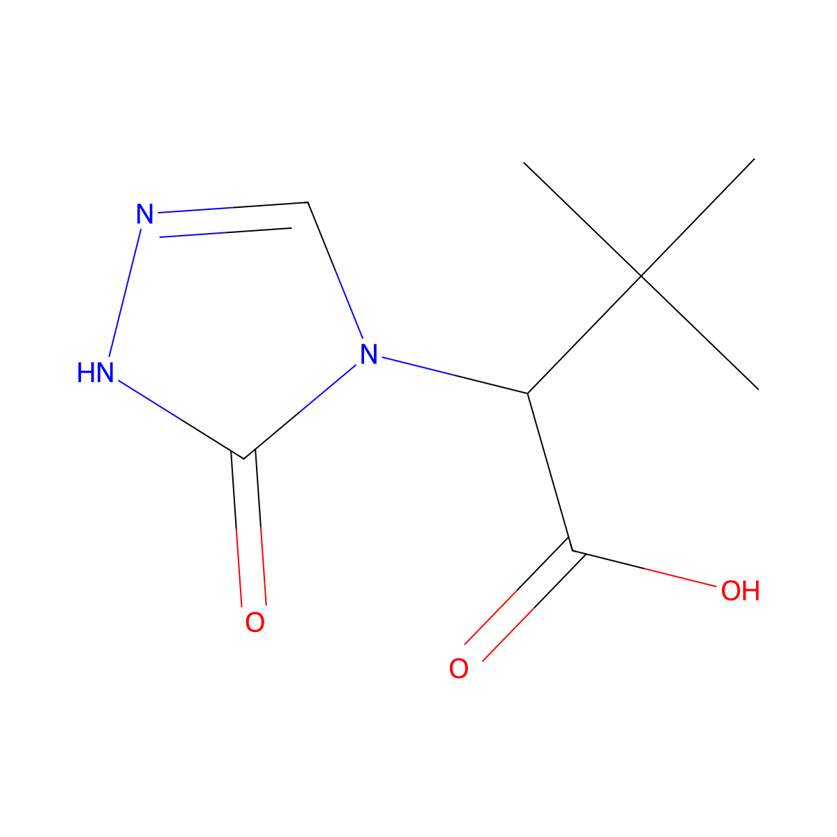 3,3-dimethyl-2-(5-oxo-4,5-dihydro-1H-1,2,4-triazol-4-yl)butanoic acid molecular structure, CAS 1690861-25-6