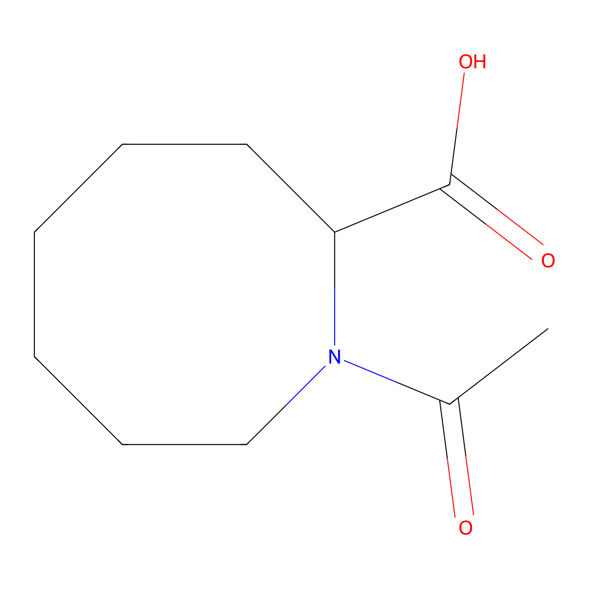 1-Acetylazocane-2-carboxylic acid molecular structure, CAS 1690863-00-3