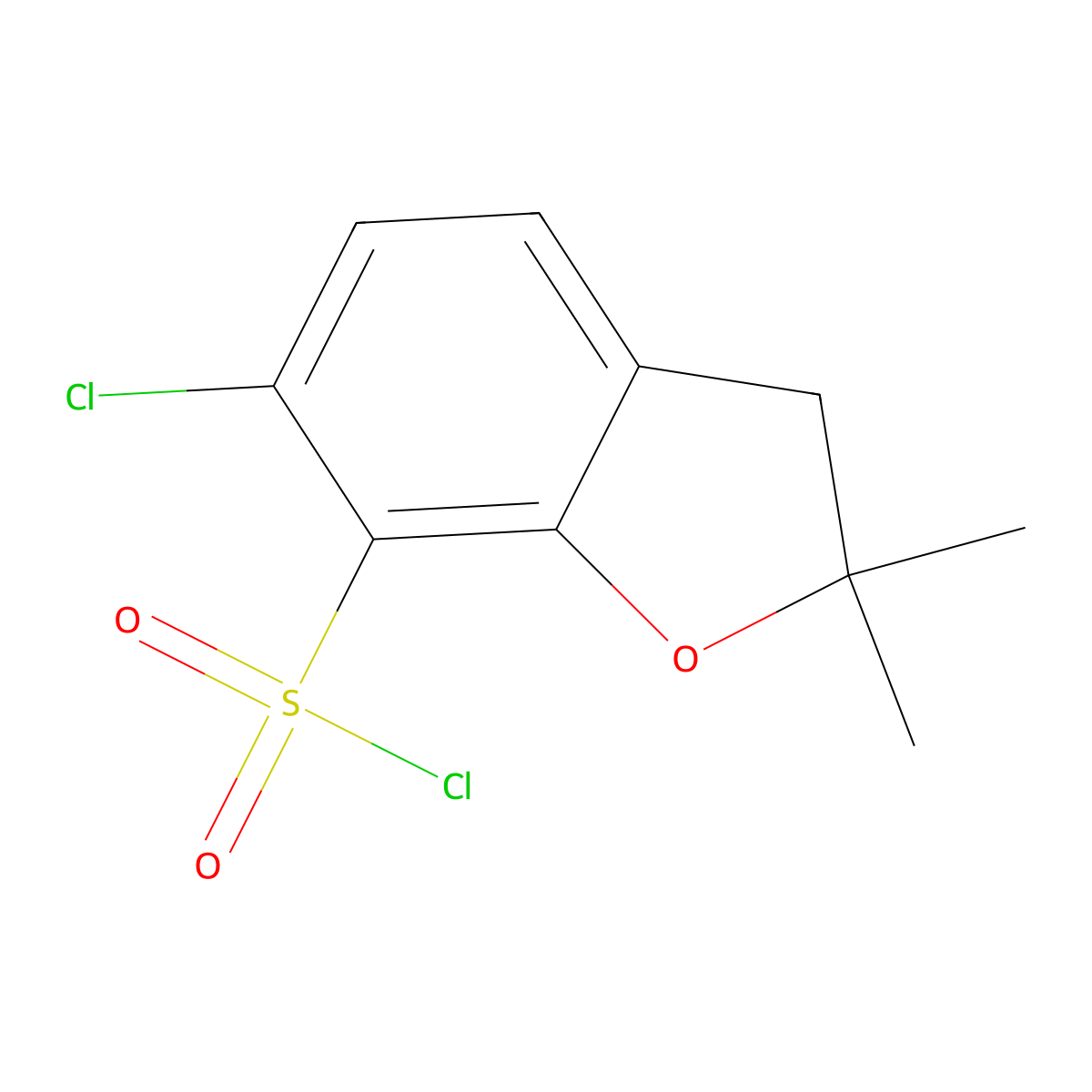 6-Chloro-2,2-dimethyl-2,3-dihydro-1-benzofuran-7-sulfonyl chloride molecular structure, CAS 1690898-82-8
