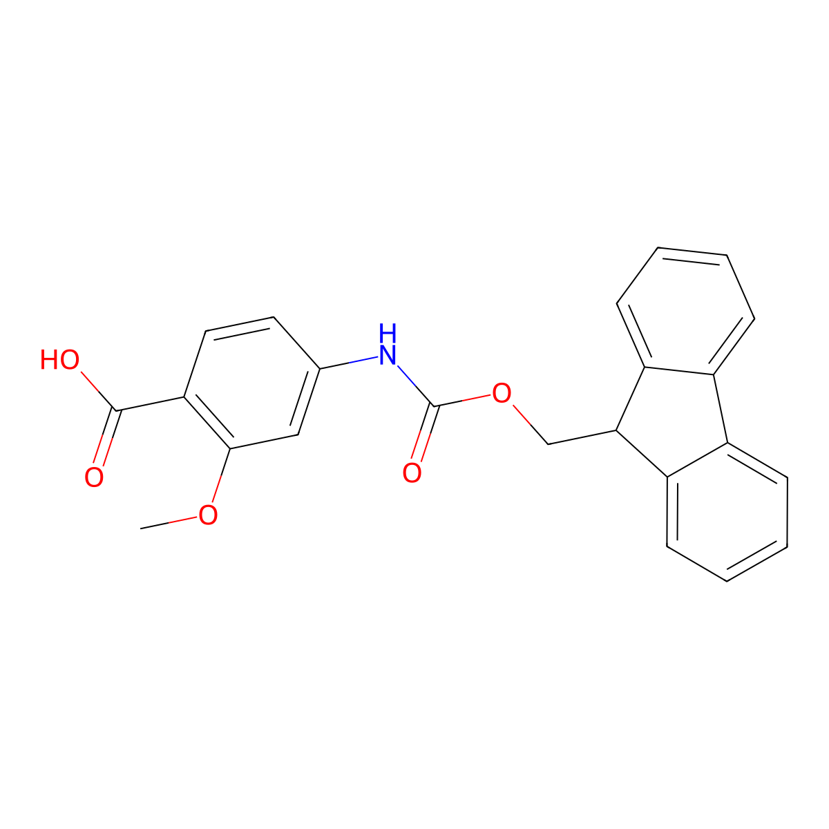 4-({[(9H-fluoren-9-yl)methoxy]carbonyl}amino)-2-methoxybenzoic acid molecular structure, CAS 1690911-20-6