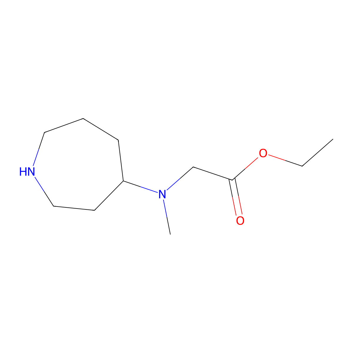 Ethyl 2-[(azepan-4-yl)(methyl)amino]acetate molecular structure, CAS 1690917-36-2