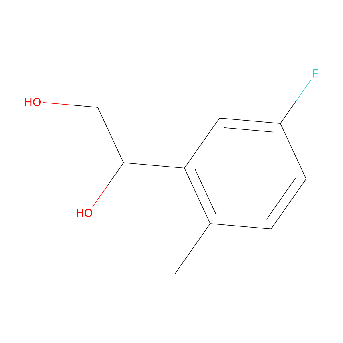 1-(5-Fluoro-2-methylphenyl)ethane-1,2-diol molecular structure, CAS 1690947-30-8