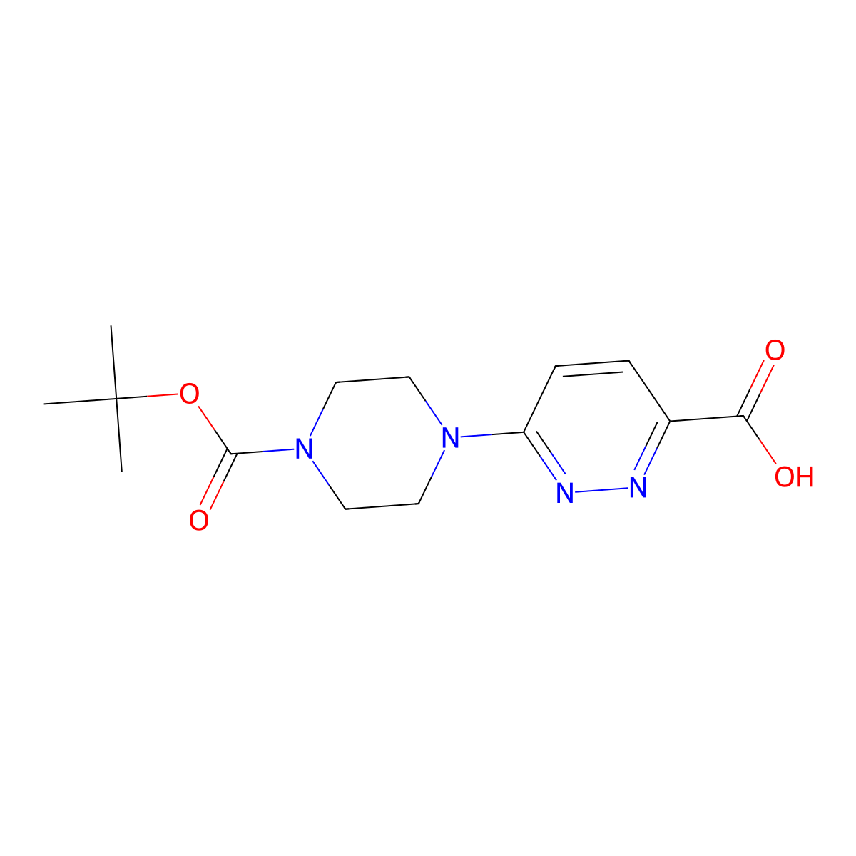 6-{4-[(Tert-butoxy)carbonyl]piperazin-1-yl}pyridazine-3-carboxylic acid molecular structure, CAS 1690948-00-5