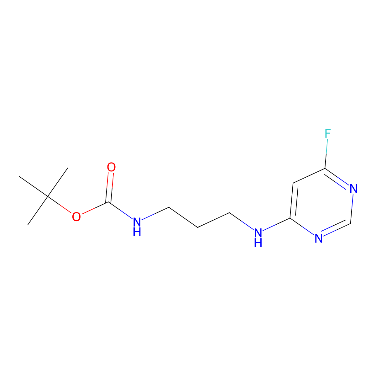 tert-butyl N-(3-((6-fluoropyrimidin-4-yl)amino)propyl)carbamate molecular structure, CAS 1690948-31-2