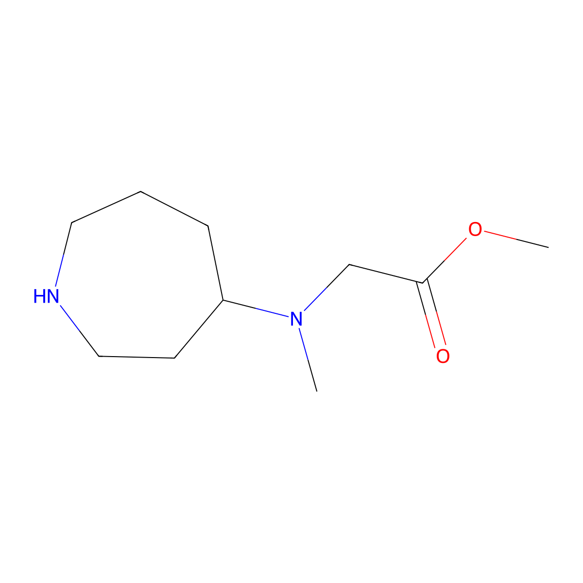 Methyl 2-[(azepan-4-yl)(methyl)amino]acetate molecular structure, CAS 1690967-17-9