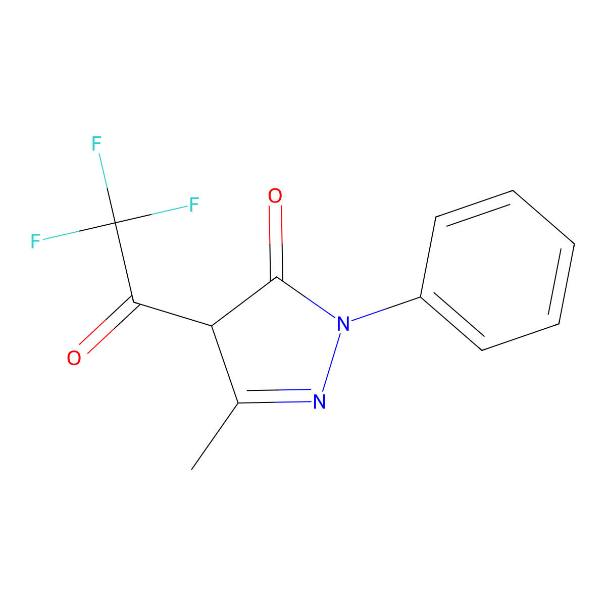 3-Methyl-1-phenyl-4-trifluoroacetyl-2-pyrazolin-5-one molecular structure, CAS 1691-93-6