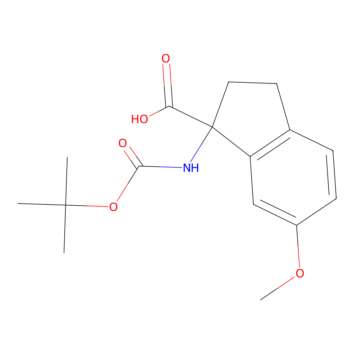 1-{[(tert-butoxy)carbonyl]amino}-6-methoxy-2,3-dihydro-1H-indene-1-carboxylic acid molecular structure, CAS 1691010-23-7
