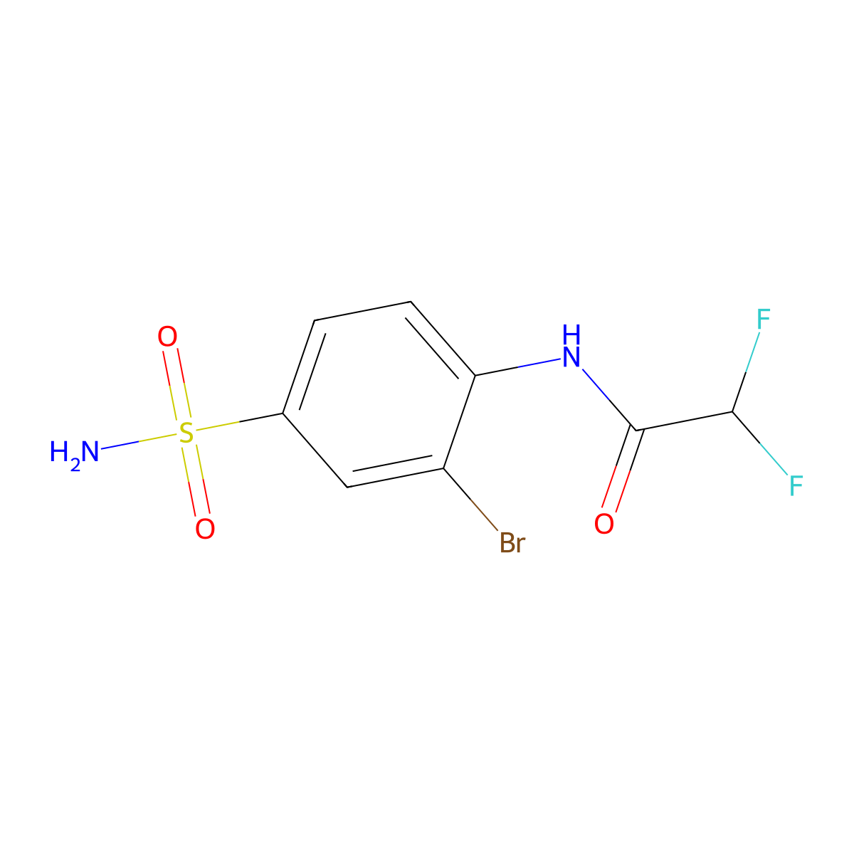 N-(2-bromo-4-sulfamoylphenyl)-2,2-difluoroacetamide molecular structure, CAS 1691014-18-2