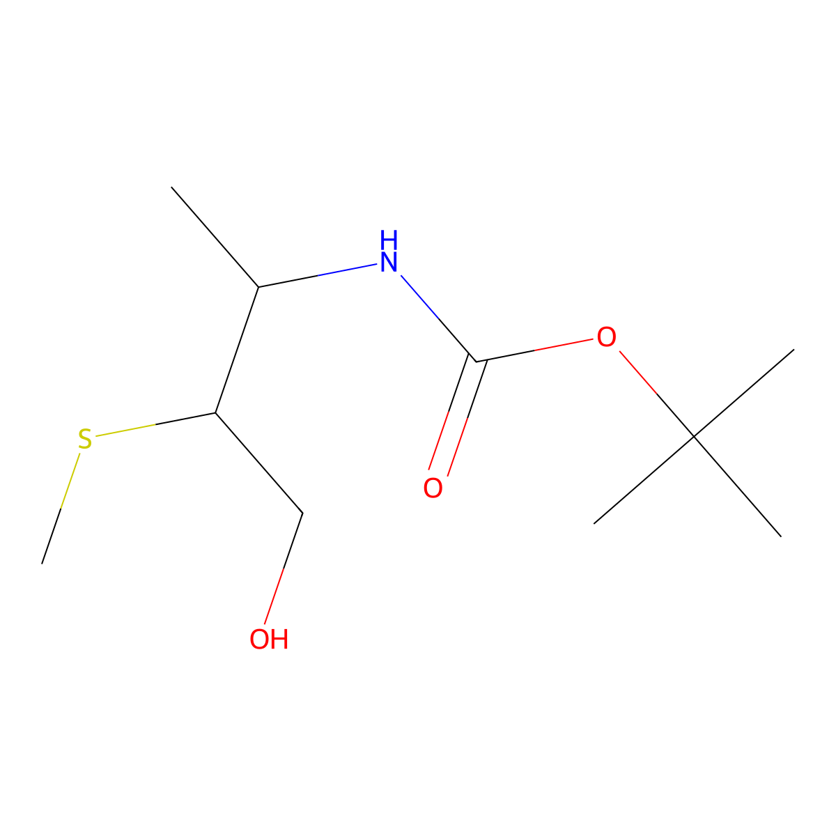 tert-butyl N-[4-hydroxy-3-(methylsulfanyl)butan-2-yl]carbamate molecular structure, CAS 1691039-07-2