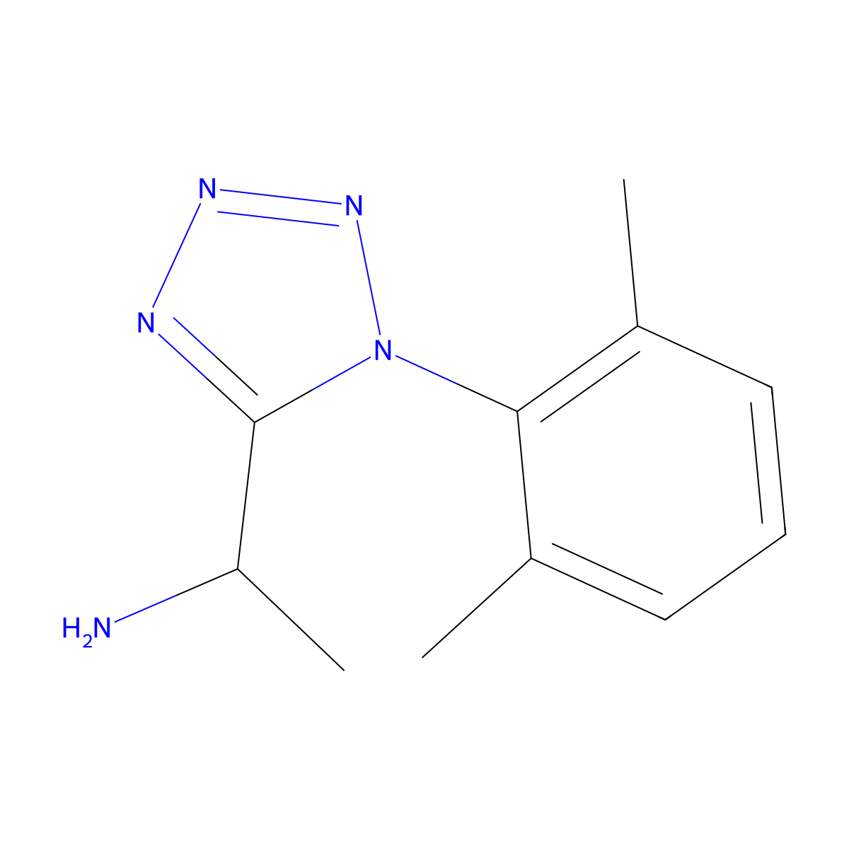 1-[1-(2,6-dimethylphenyl)-1H-1,2,3,4-tetrazol-5-yl]ethan-1-amine molecular structure, CAS 1691047-20-7