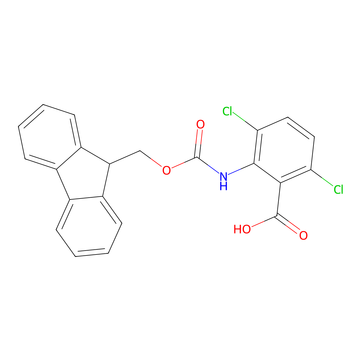 3,6-dichloro-2-({[(9H-fluoren-9-yl)methoxy]carbonyl}amino)benzoic acid molecular structure, CAS 1691057-24-5