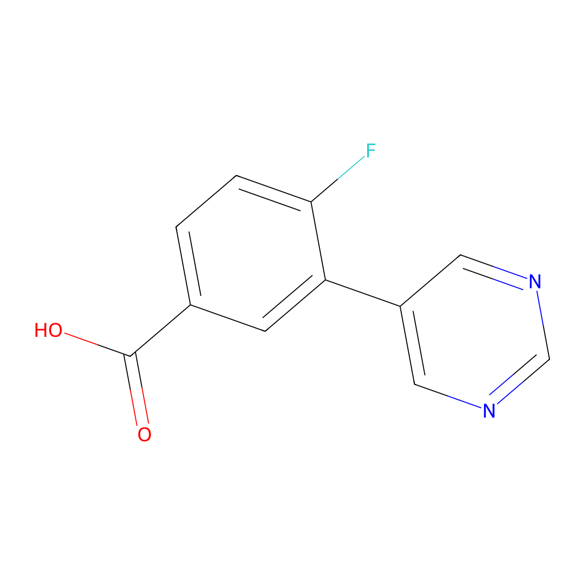 4-Fluoro-3-(pyrimidin-5-yl)benzoic acid molecular structure, CAS 1691082-37-7