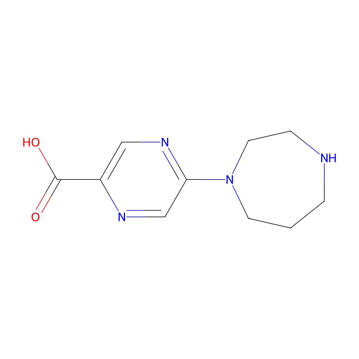 5-(1,4-Diazepan-1-yl)pyrazine-2-carboxylic acid molecular structure, CAS 1691104-69-4