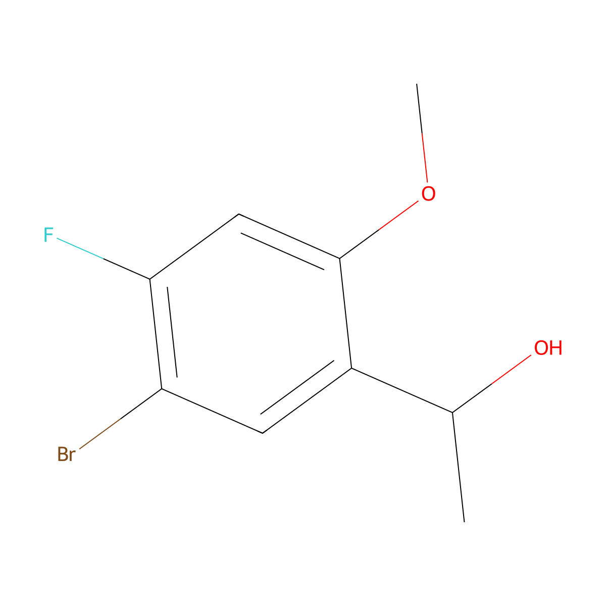 1-(5-Bromo-4-fluoro-2-methoxyphenyl)ethanol molecular structure, CAS 1691150-89-6