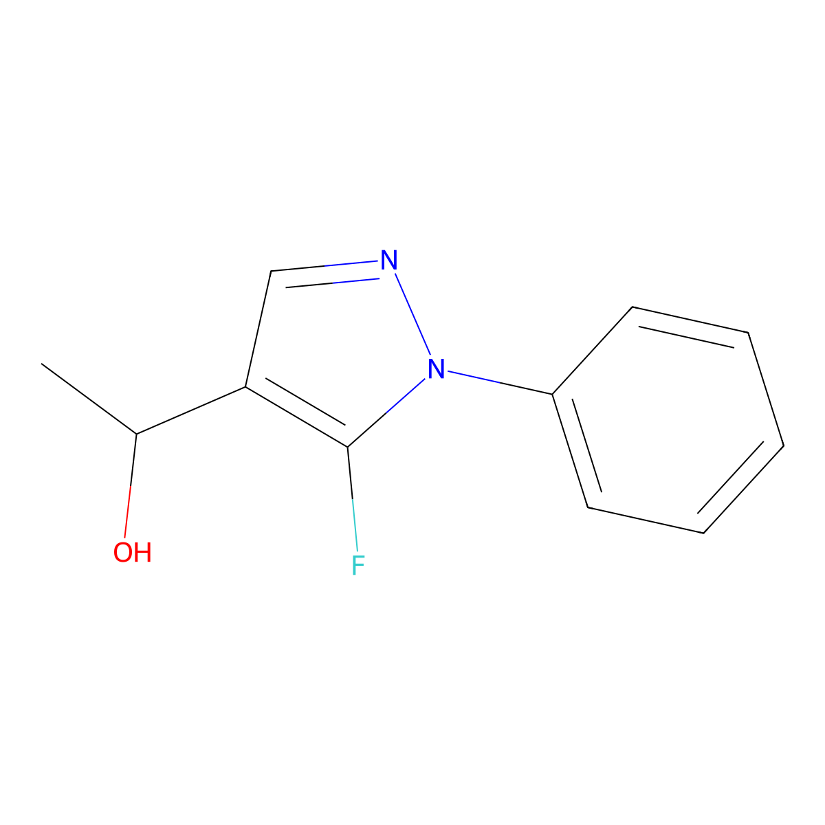 1-(5-fluoro-1-phenyl-1H-pyrazol-4-yl)ethan-1-ol molecular structure, CAS 1691167-15-3