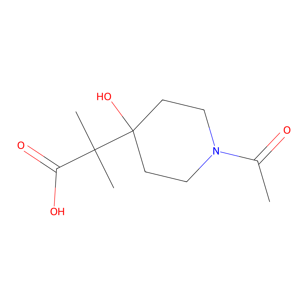 2-(1-Acetyl-4-hydroxypiperidin-4-yl)-2-methylpropanoic acid molecular structure, CAS 1691173-55-3