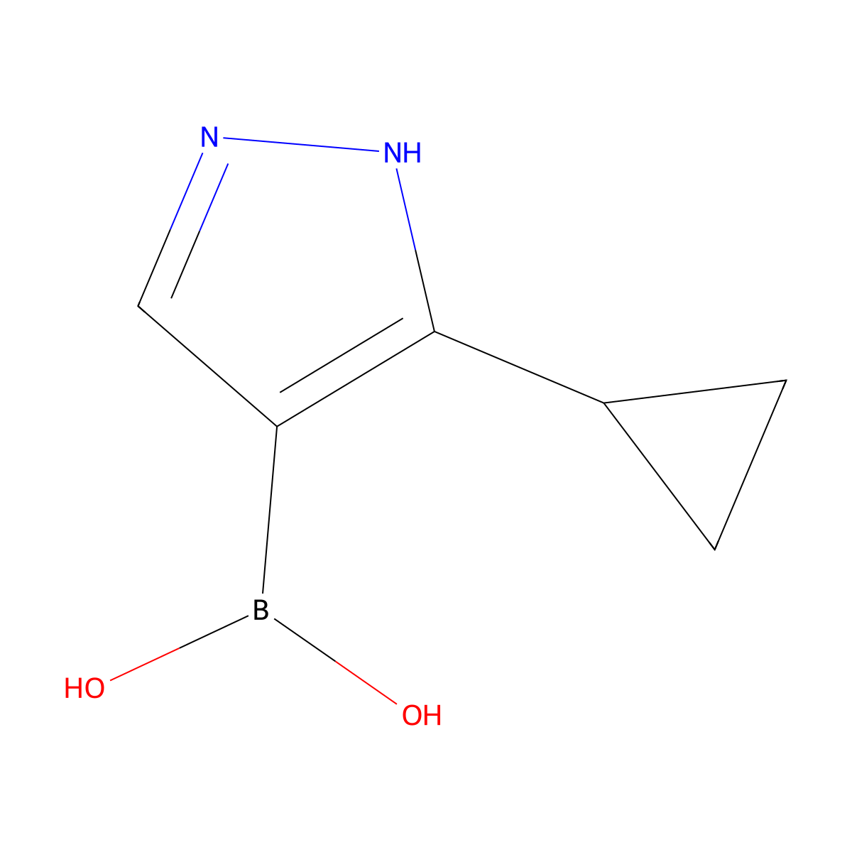 (3-cyclopropyl-1H-pyrazol-4-yl)boronic acid molecular structure, CAS 1691195-91-1