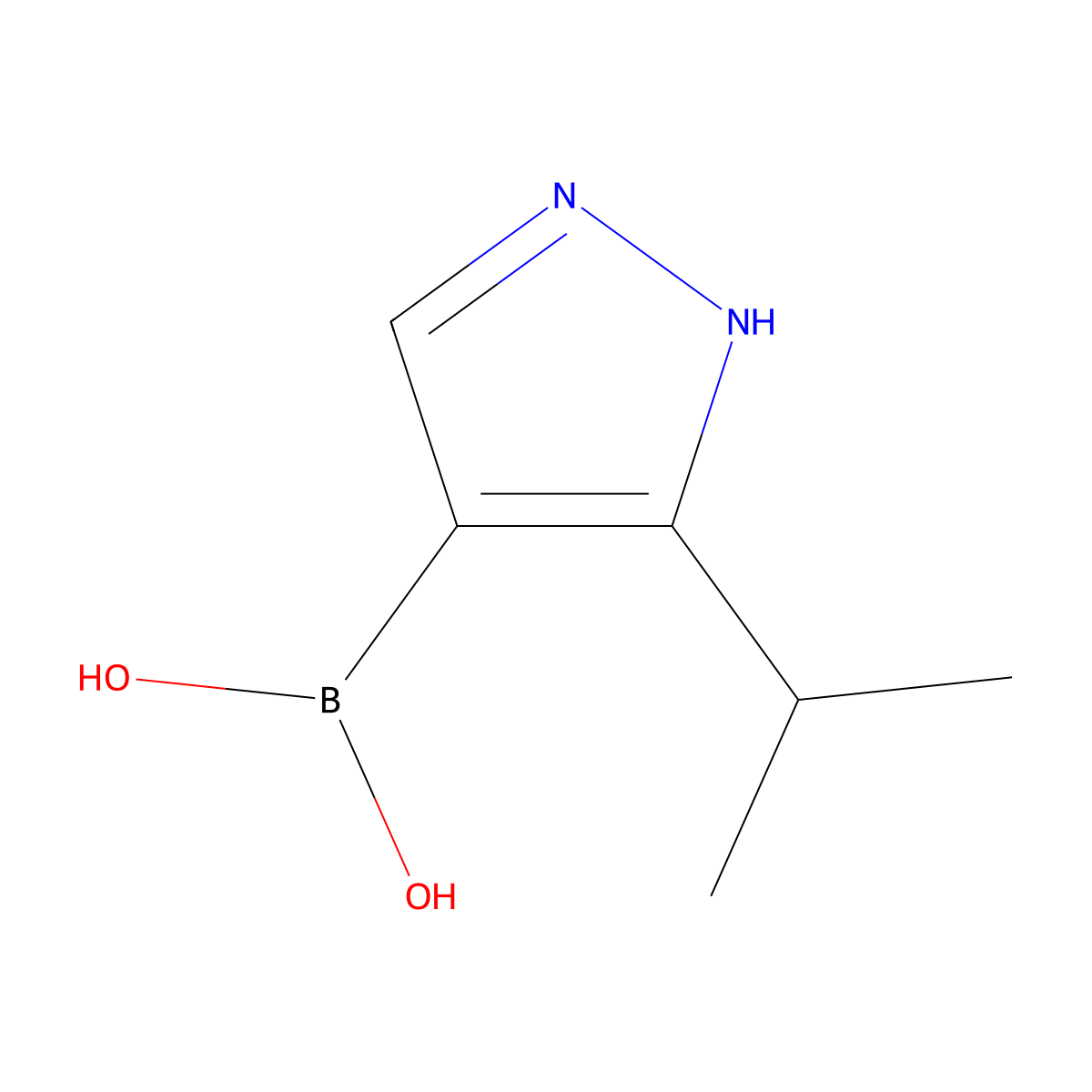 [3-(propan-2-yl)-1H-pyrazol-4-yl]boronic acid molecular structure, CAS 1691195-93-3