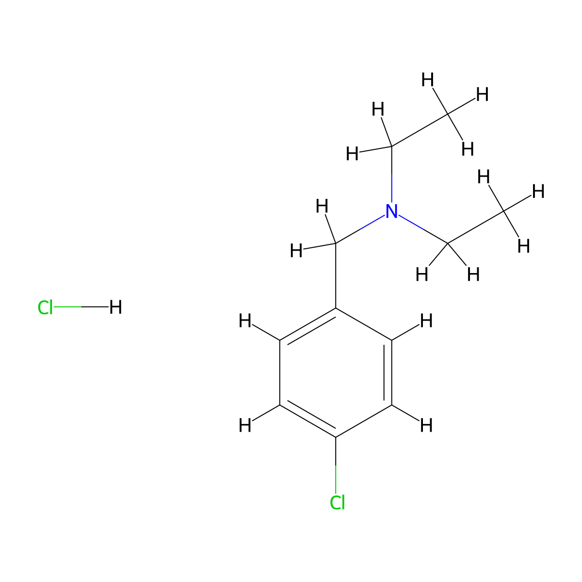 [(4-Chlorophenyl)methyl]diethylamine hydrochloride molecular structure, CAS 16912-01-9