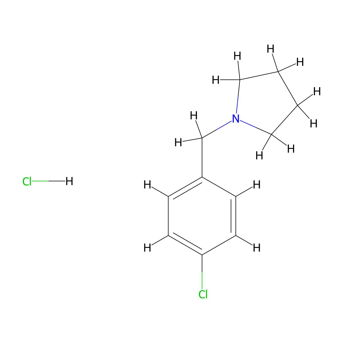 1-(4-Chlorobenzyl)pyrrolidine hydrochloride molecular structure, CAS 16912-02-0