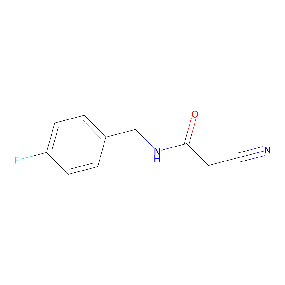 2-cyano-N-((4-fluorophenyl)methyl)acetamide molecular structure, CAS 169120-70-1