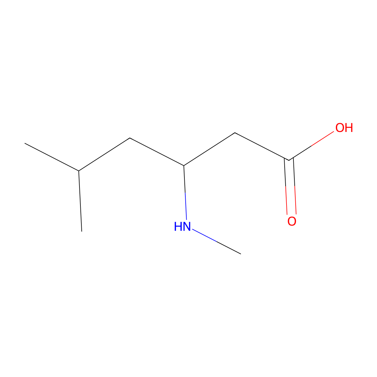 (R)-5-Methyl-3-(methylamino)hexanoic acid molecular structure, CAS 1691236-68-6
