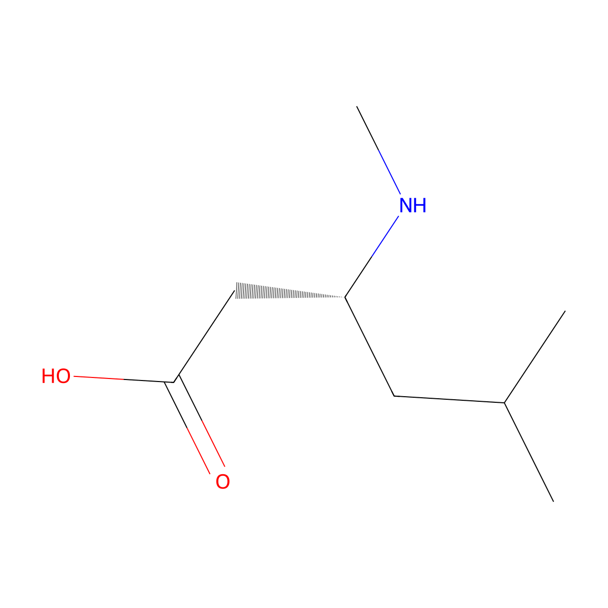 (R)-5-Methyl-3-(methylamino)hexanoic acid molecular structure, CAS 1691236-68-6