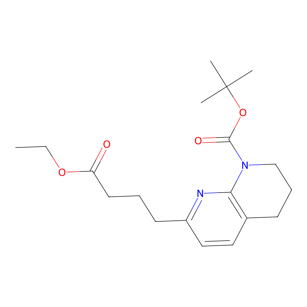 Tert-butyl 7-(4-ethoxy-4-oxobutyl)-3,4-dihydro-1,8-naphthyridine-1(2H)-carboxylate molecular structure, CAS 1691255-70-5