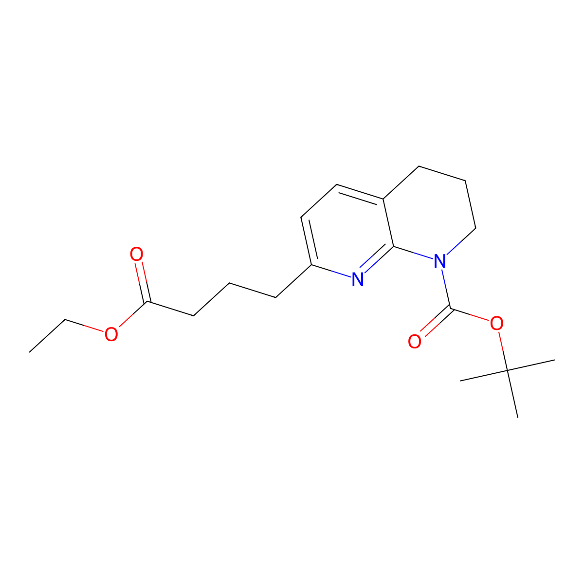 Tert-butyl 7-(4-ethoxy-4-oxobutyl)-3,4-dihydro-1,8-naphthyridine-1(2H)-carboxylate molecular structure, CAS 1691255-70-5