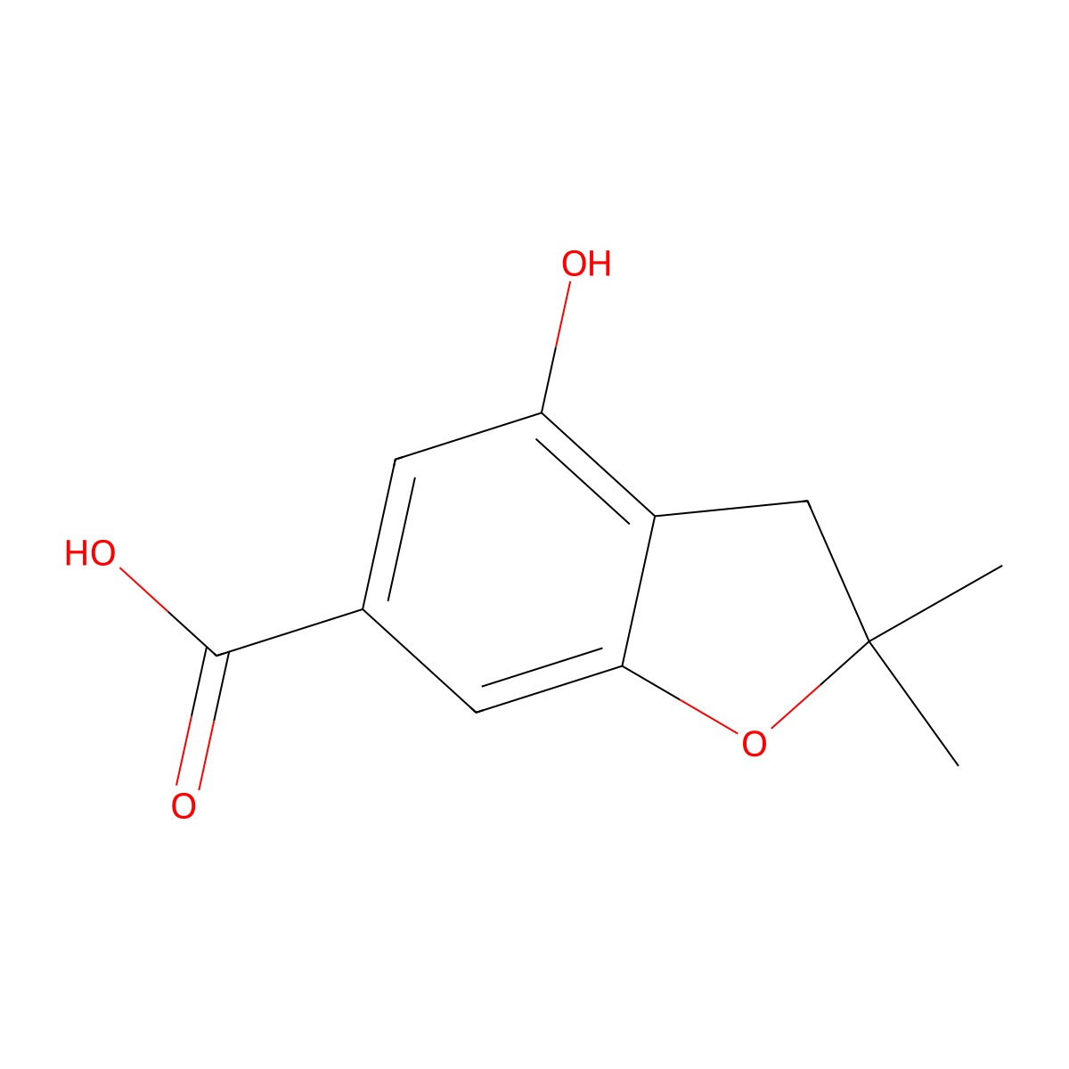 4-Hydroxy-2,2-dimethyl-2,3-dihydrobenzofuran-6-carboxylic acid molecular structure, CAS 169130-42-1