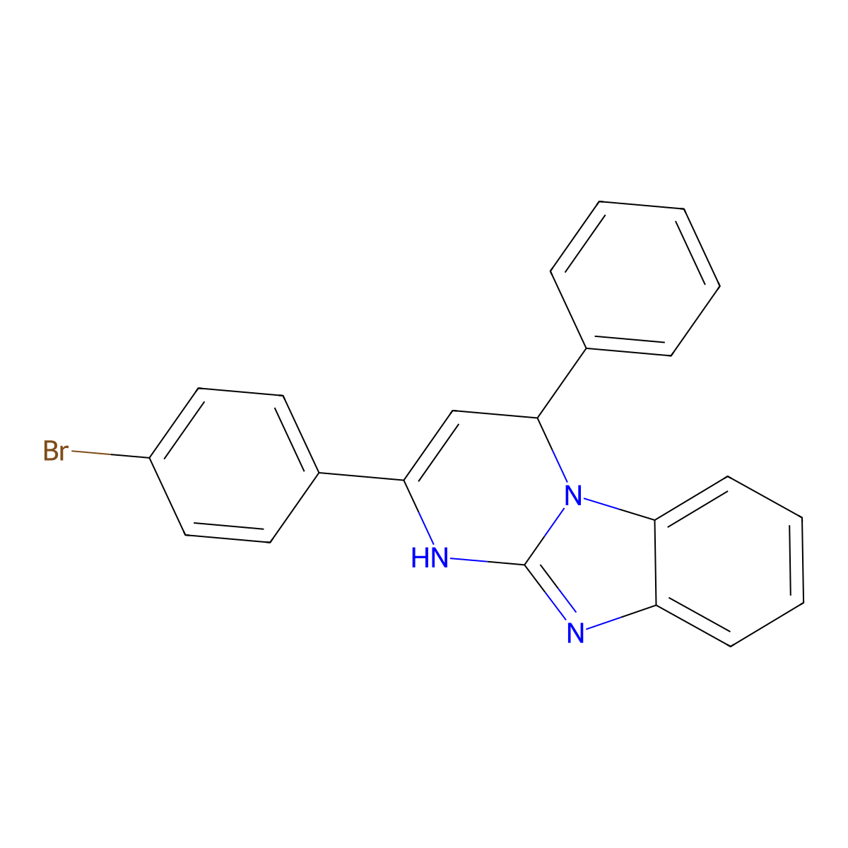 Pyrimido(1,2-a)benzimidazole, 1,4-dihydro-2-(4-bromophenyl)-4-phenyl- molecular structure, CAS 169132-75-6